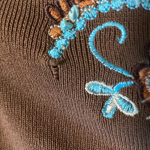 Brown beaded/embroidered tank top - Picture 3 of 3